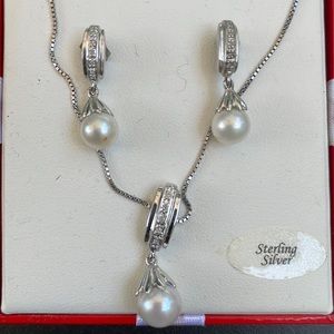 Never worn Silver earrings and necklace set